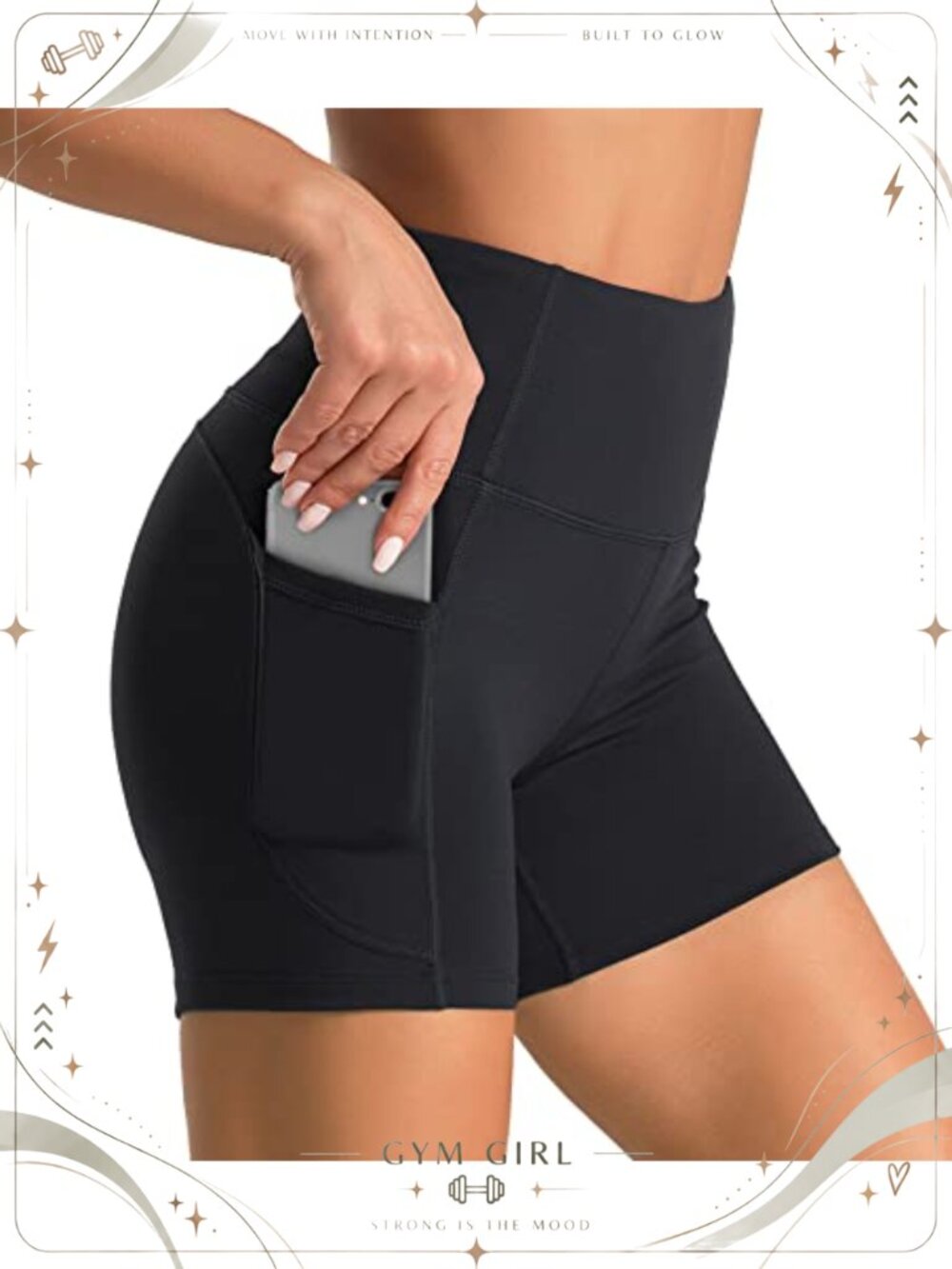 High Waist Yoga Shorts Tummy Control Biker Shorts with Pockets